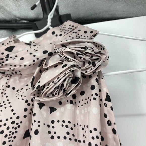 Cynthia Rowley Silk  high halter neck sleeveless geometric print blouse roses - Picture 8 of 13